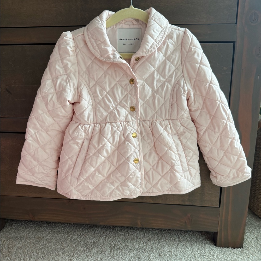 Janie and Jack Light Pink Quilted Puffer Jacket